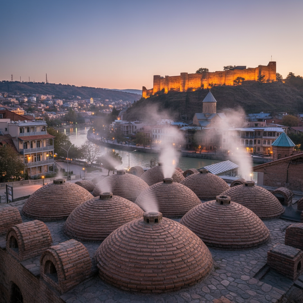 Zwavelbaden onder de bakstenen koepels van Tbilisi